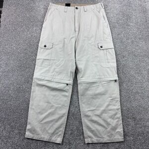 Vintage Y2K Emergency Exit Cargo Pants Mens 34x30 Beige Convertible Baggy Twill
